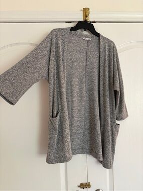 Dex Open-Front Heather Gray Knit Cardigan